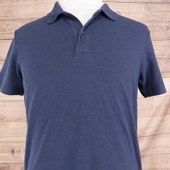 Mack Weldon Polo Shirt Mens Medium Navy Blue Silver Pique Performance Stretch - Picture 1 of 8